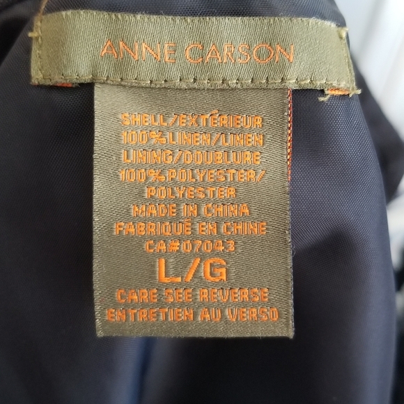 Anne Carson Black Linen Jacket With Mandarin Collar - Picture 7 of 7